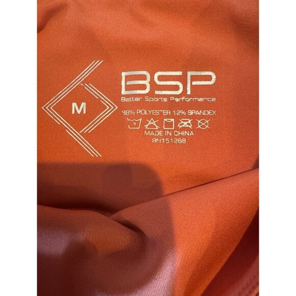 BSP Women’s Orange Cropped Leggings Medium High Waist Mesh Side Workout Pants - Picture 6 of 8